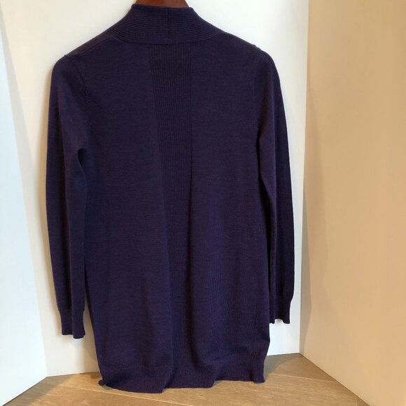Max Studio Open Front Xtra Fine Merino Wool Cardigan Sweater Heather Purple Sz S - Picture 6 of 11
